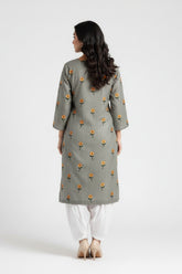 Grey Peach Wool Embroidery 2PC